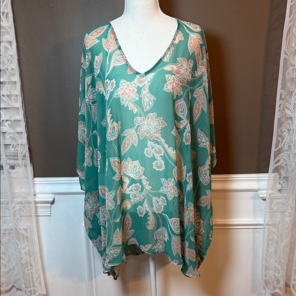 Show Me Your Mumu Peta Tunic Green Paisley Sheer Cover Up S